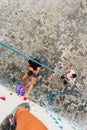 Young climbers rock climbing outdoor Royalty Free Stock Photo