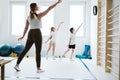Strechting classes at the school gym Royalty Free Stock Photo