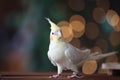 Young Cockatiel isolated on bokeh background