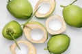 Fresh young green coconuts on a white background Royalty Free Stock Photo