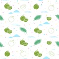 Young coconut seamless pattern background