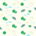 Young coconut seamless pattern background