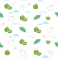 Young coconut seamless pattern background