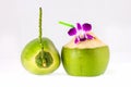 Young coconuts on white background