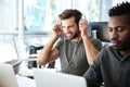 Young colleagues sitting in office coworking Royalty Free Stock Photo