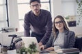 Young colleagues working on the laptop computer Royalty Free Stock Photo