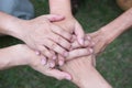 young college student joining hand, start up business team touch Royalty Free Stock Photo