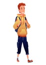 Young college or university student with backpack. Study, education, back to school, knowledge concept. 3d vector people