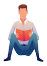 Young college or university student holding book. Study, education, back to school, knowledge concept. 3d vector people