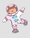 Young comic cartoon cosmonaut girl vector illustration