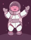 Young comic cartoon cosmonaut on planet in space vector illustration