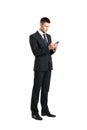 Young and confident business man with a telephone Royalty Free Stock Photo