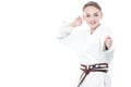 Young confident karate kid posing Royalty Free Stock Photo