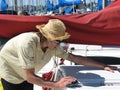 Young confident man at boat ma