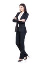 Young, confident, successful and beautiful business woman isolated on white. Occupation, career, job concept. Royalty Free Stock Photo