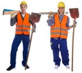 Young construction workers job full body portrait isolated Royalty Free Stock Photo