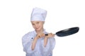 Young cook with frying pan Royalty Free Stock Photo