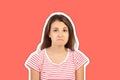 Young cool girl confused expression. emotional girl Magazine collage style with trendy color background