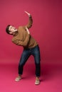 Young cool man full body scared pose. Royalty Free Stock Photo