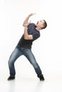Young cool man full body scared pose. Royalty Free Stock Photo