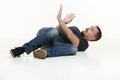 Young cool man full body scared pose. Royalty Free Stock Photo