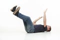 Young cool man full body scared pose. Royalty Free Stock Photo