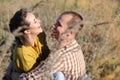 Young cople man and woman rest outdoor, family relax