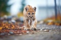 young cougar practicing stalking