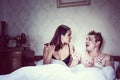 Young couple arguing in bed Royalty Free Stock Photo