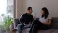 Young couple arguing about something in their living room Royalty Free Stock Photo
