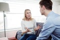 Young couple arguing in their living room Royalty Free Stock Photo