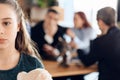 Young couple arranges guardianship of little girl. Royalty Free Stock Photo