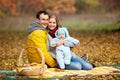 Young couple with baby boy on picnic Royalty Free Stock Photo