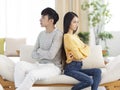 Young couple being in quarrel and not talking.Sitting in living room Royalty Free Stock Photo