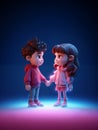 Young couple boy girl holding hands and looking at each other Royalty Free Stock Photo