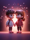 Young couple boy girl holding hands and looking at each other Royalty Free Stock Photo