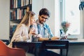 Couple in cafe enjoying the time spending with each other Royalty Free Stock Photo