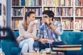 Couple in cafe enjoying the time spending with each other Royalty Free Stock Photo