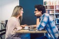 Couple in cafe enjoying the time spending with each other