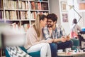 Couple in cafe enjoying the time spending with each other Royalty Free Stock Photo