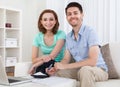 Young couple calculating budget Royalty Free Stock Photo