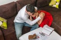 Young couple calculating family budget Royalty Free Stock Photo