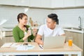 Young couple calculating taxes at home Royalty Free Stock Photo