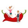 young couple with chilli pepper Royalty Free Stock Photo