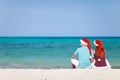 Young couple on Christmas beach vacation Royalty Free Stock Photo