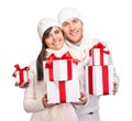 Young couple with christmas gifts