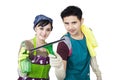 Young couple cleaning copyspace - isolated