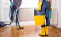 Young couple doing chores together Royalty Free Stock Photo