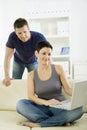 Young couple with computer Royalty Free Stock Photo