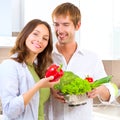 Young couple cooking healthy food Royalty Free Stock Photo